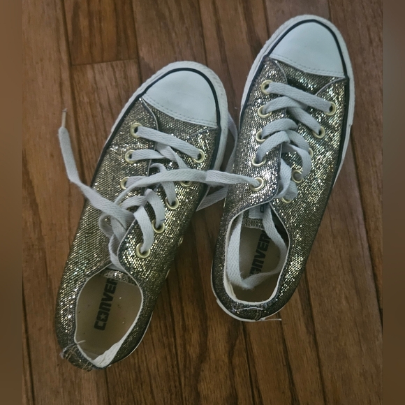 Converse Gold Glitter Chuck Taylor All Star Low Top (WO'S 5) - Picture 7 of 10